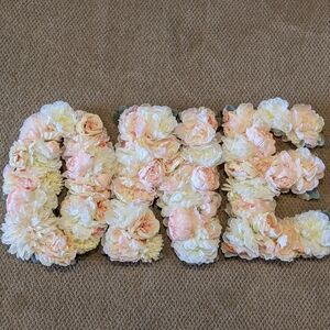 20" Floral 'ONE' Wall Decor - White and Pink Peony Rose